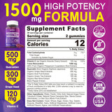Suplemento Gomitas de resveratrol de 1500 mg  sin azúcar con quercetina