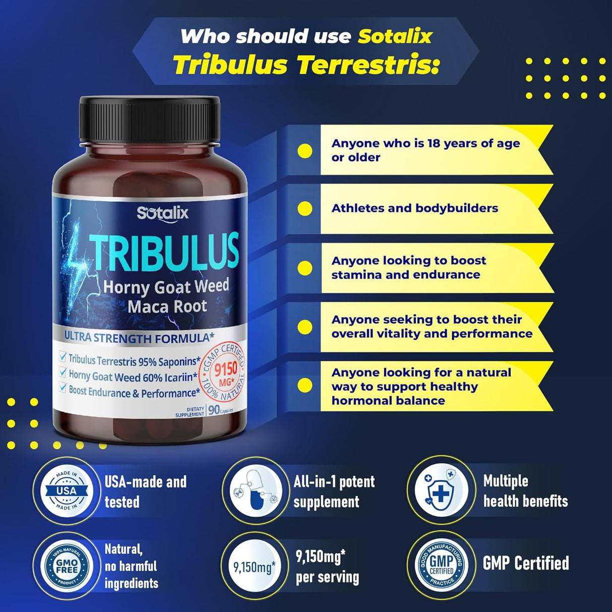 Suplementos Extracto de Tribulus Terrestris  90 unidades