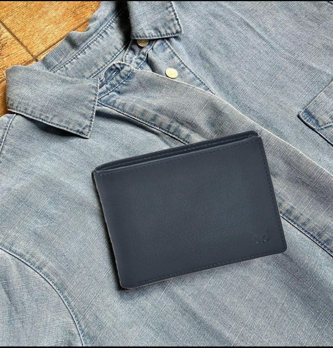 Billetera de Cuero Real RFID Minimalista para Hombre - Nappa