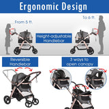 Carro para mascotas HPZ Pet Rover 3 en 1 con asiento y transportín