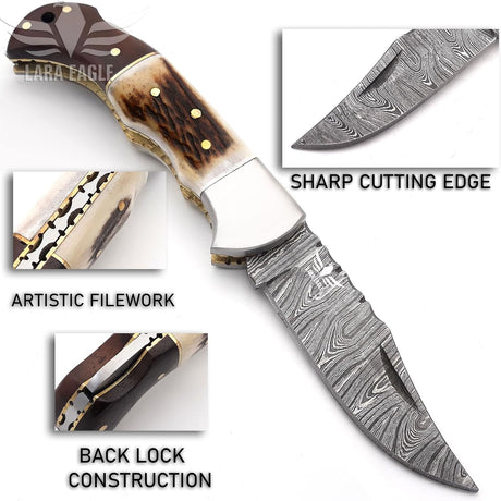 Cuchillo de bolsillo de caza plegables hechos a mano acero