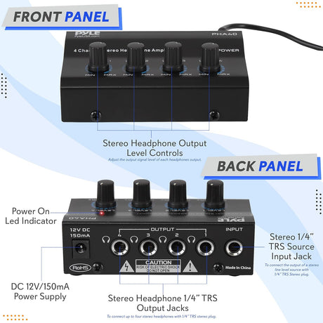 Amplificador de auriculares estéreo portátil PYLE-PRO PHA40