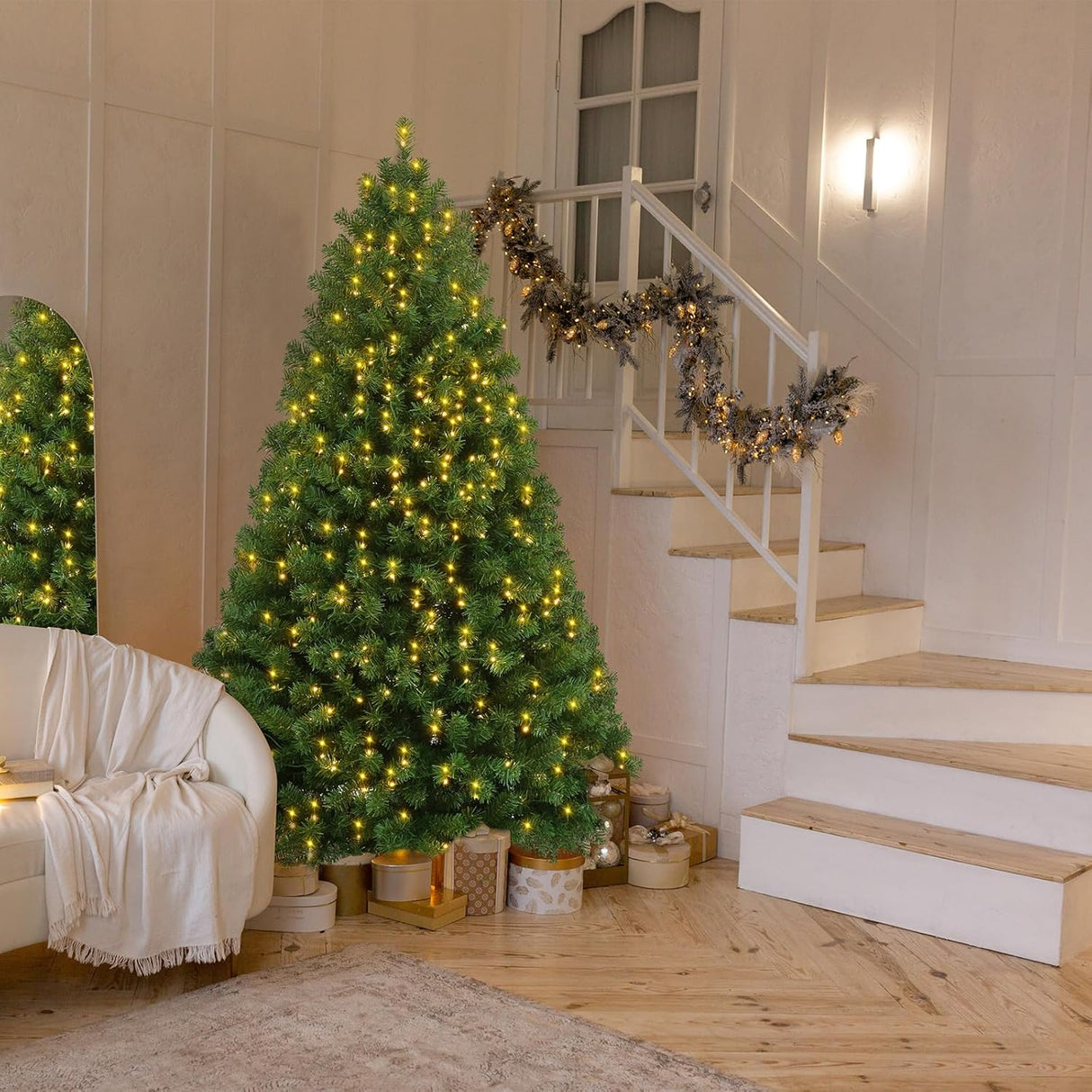 Árbol de Navidad Artificial 6ft con Luces, Premium, Modelo X