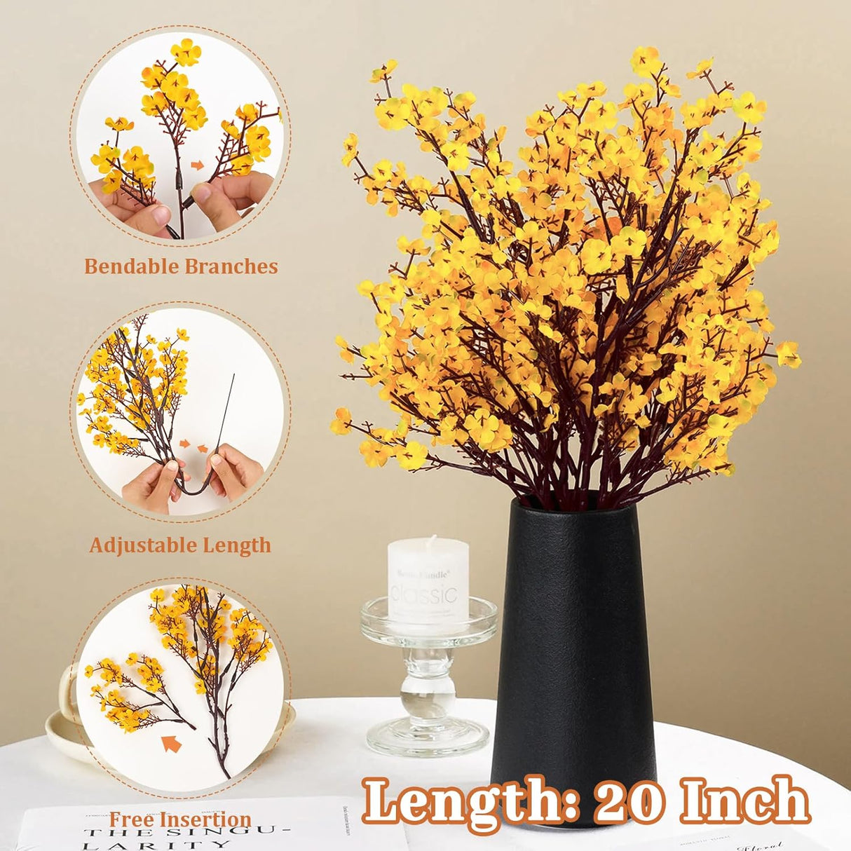 Flores Artificiales de Otoño Yastouay, 10 Pcs para Decoración