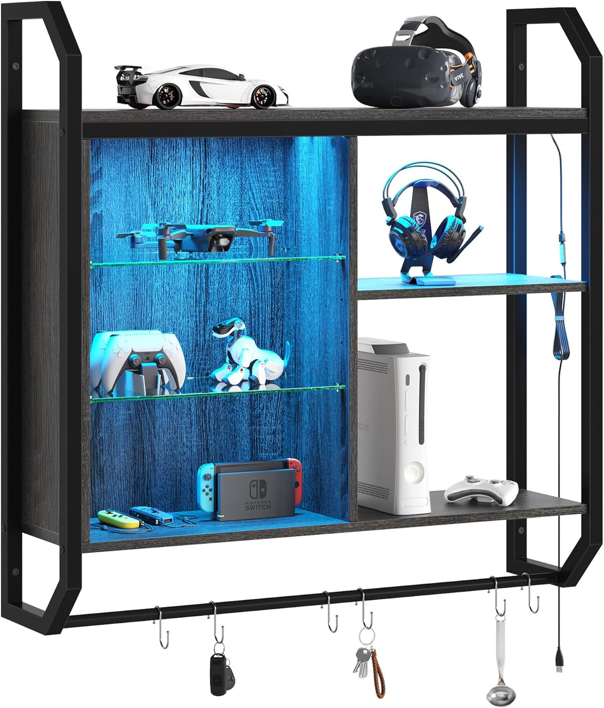 Estante Flotante Bestier LED, Ajustable, 34 con Ganchos S-Hook