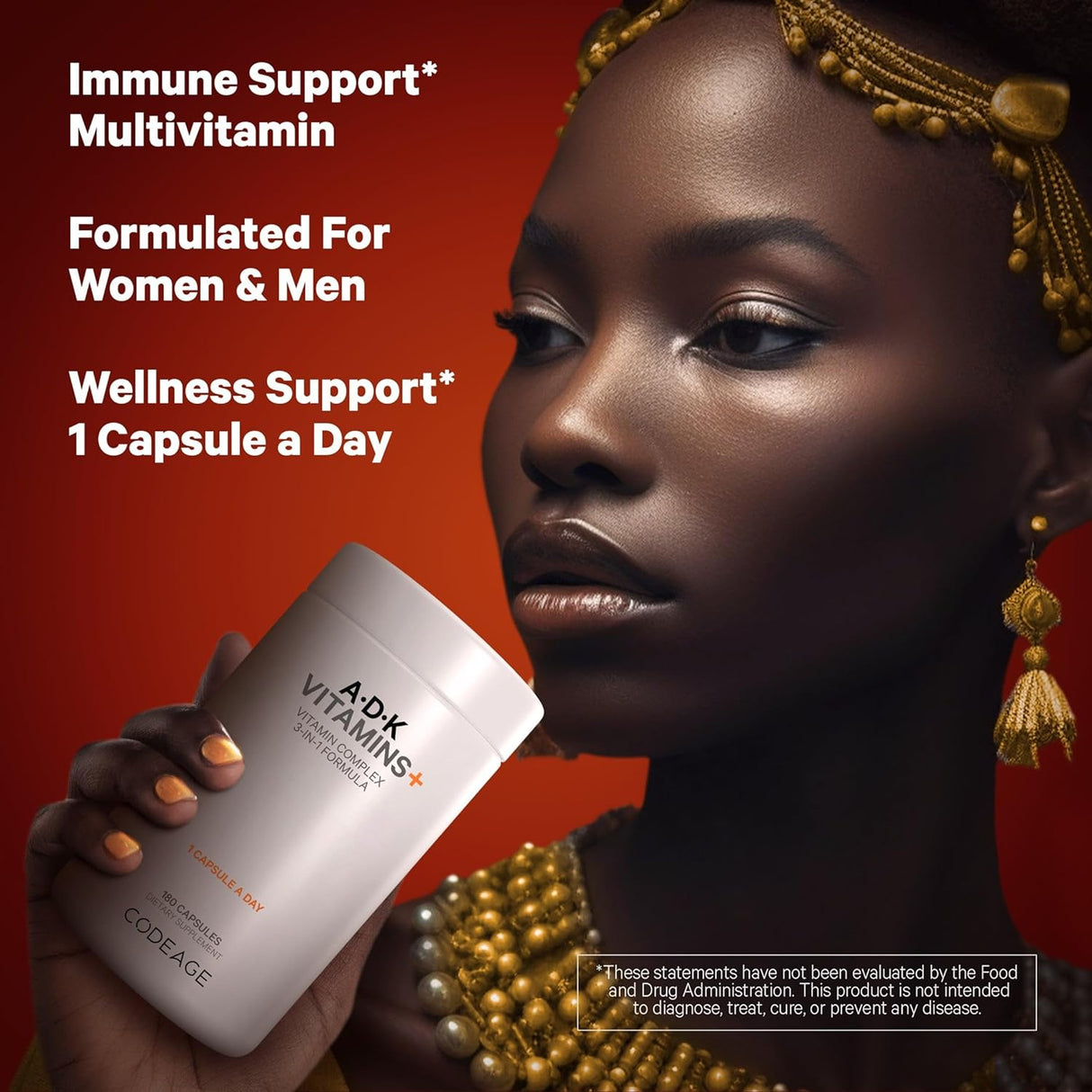 Suplemento de vitaminas ADK Codeage, 6 meses, 180 cápsulas