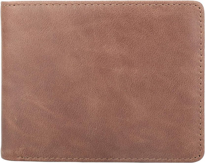 Billetera para Hombre - Cuero Genuino, RFID, Bifold, 2 Ventanas