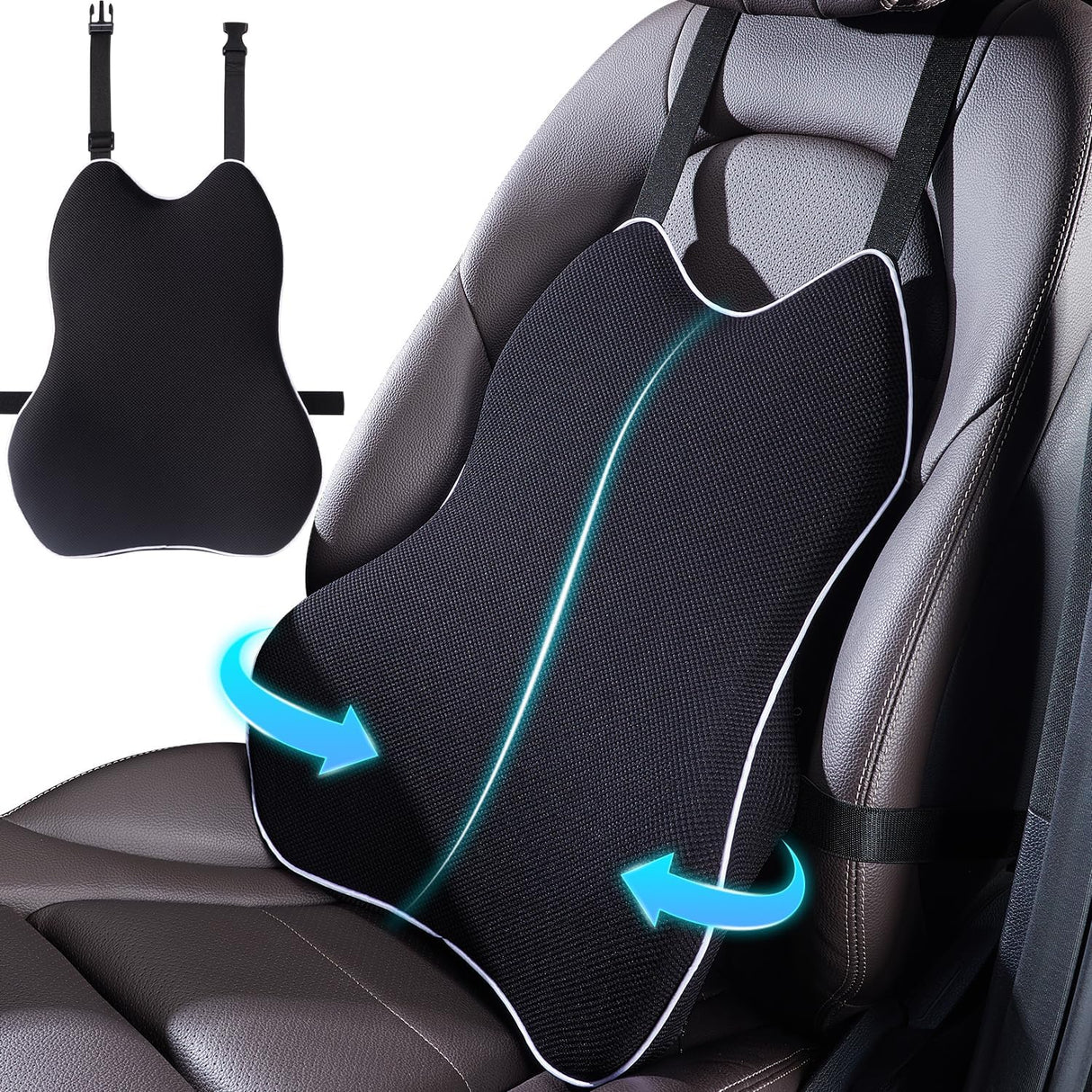 Cojín Lumbar para Auto y Oficina, Espuma Viscoelástica, 3D