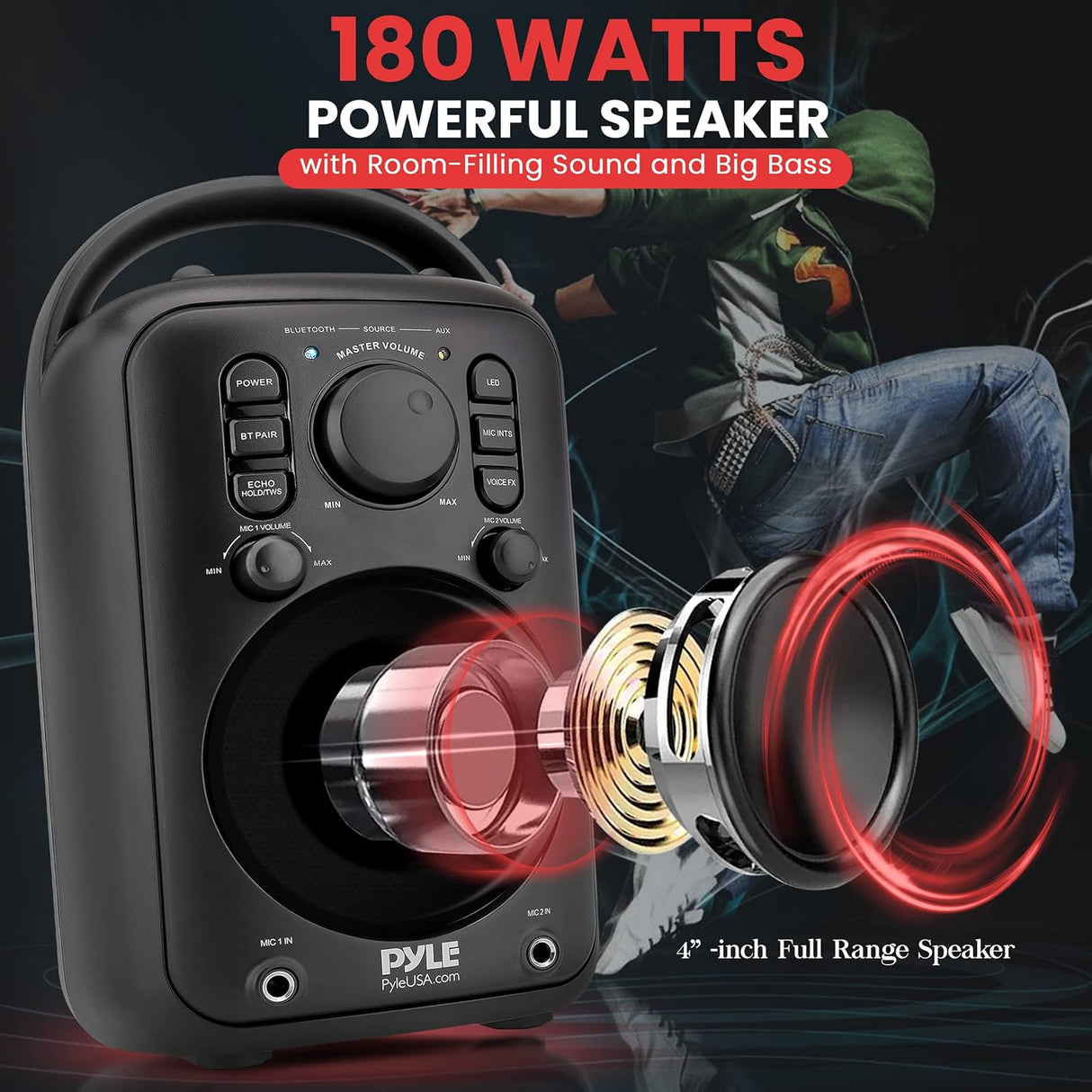Parlante Portátil inalámbrico PYLE-PRO PPHP40KAS