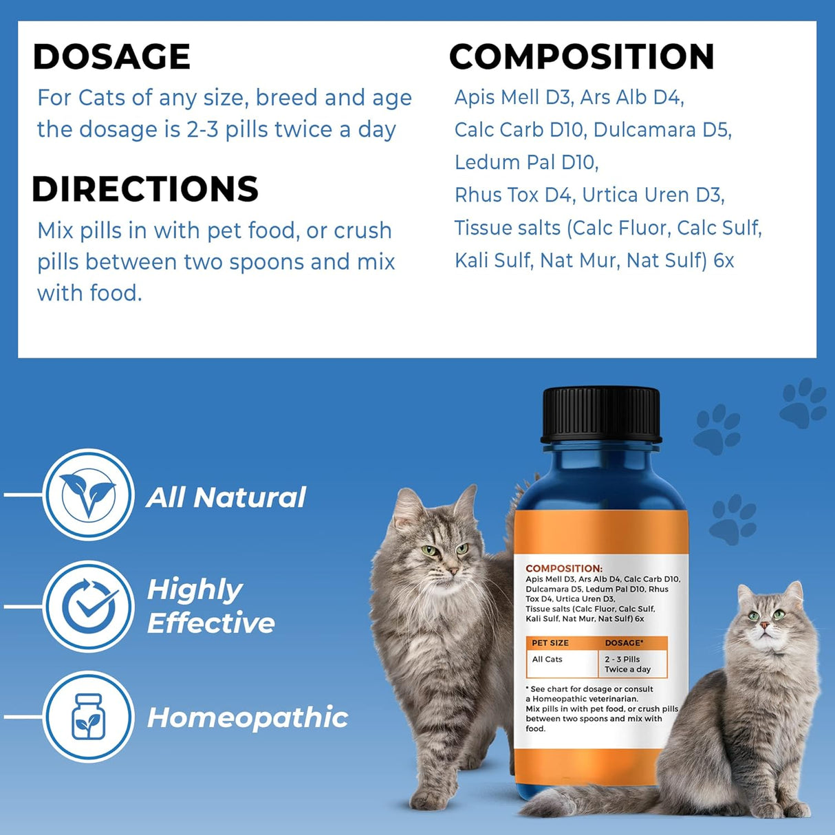 Alivio natural saludable para la piel y la alergia de gatos