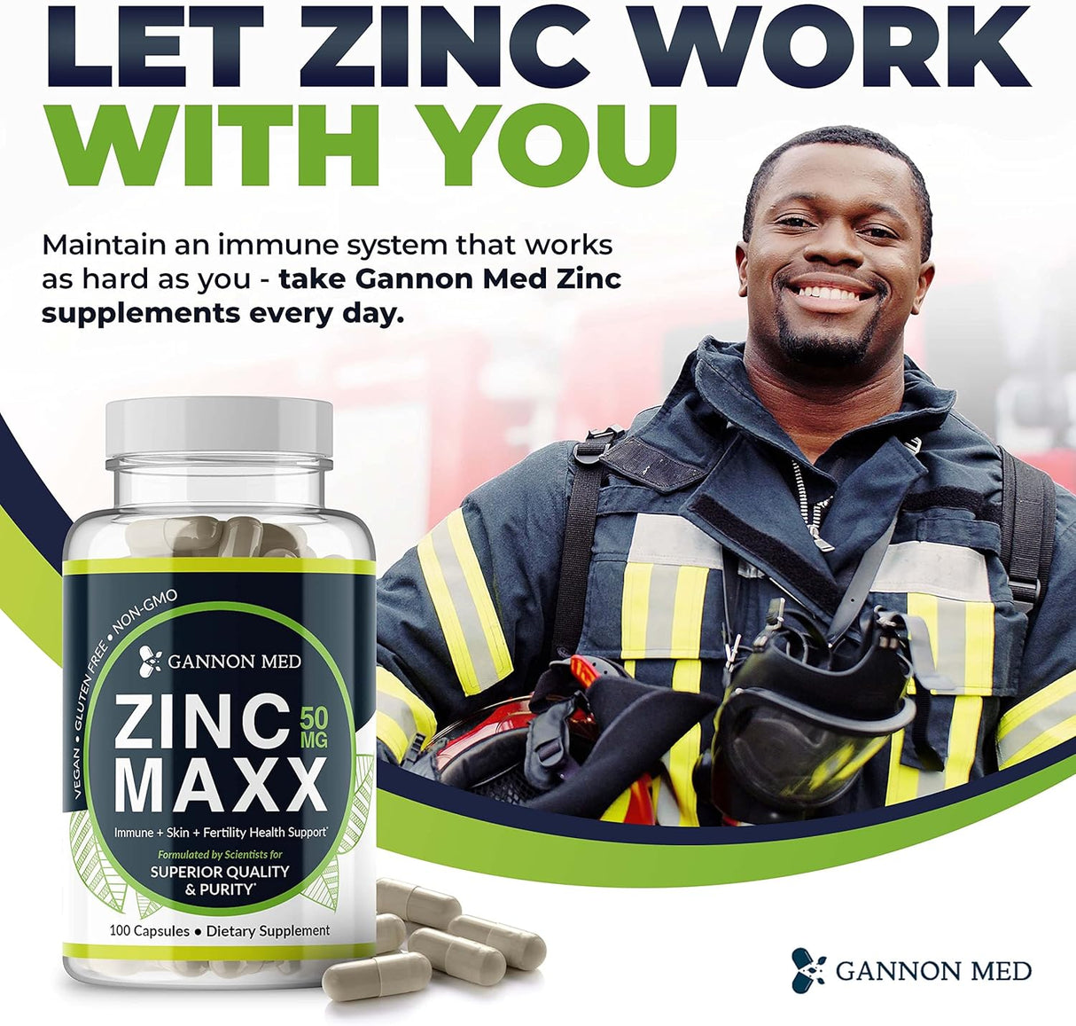 Suplementos de zinc - Inmunidad + piel + minerales de salud