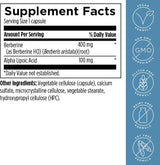 Suplemento Berberine Synergy  Berberina HCL 400 mg 60 cáp