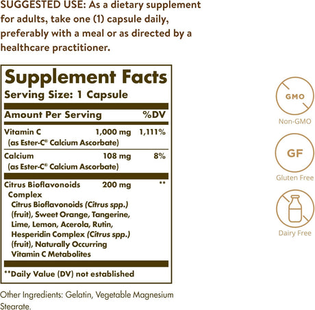 Ester-C Plus Vitamina C 1000mg Solgar 50 Cápulas