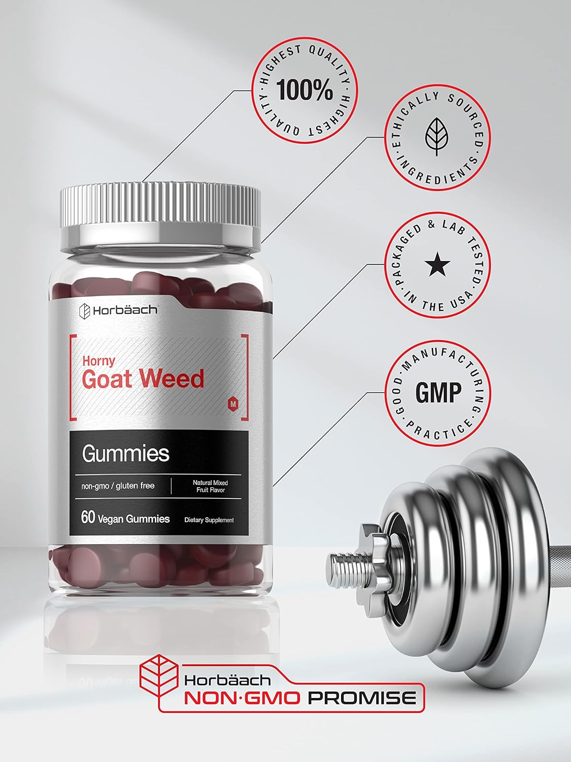 Suplemento Horbäach Horny Goat Weed Gummies 60 und vegano