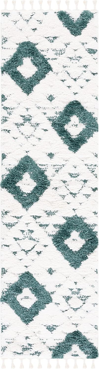 Alfombra Runner Shag Marroquí con Borlas, Diseño Boho, MTS688Y-210