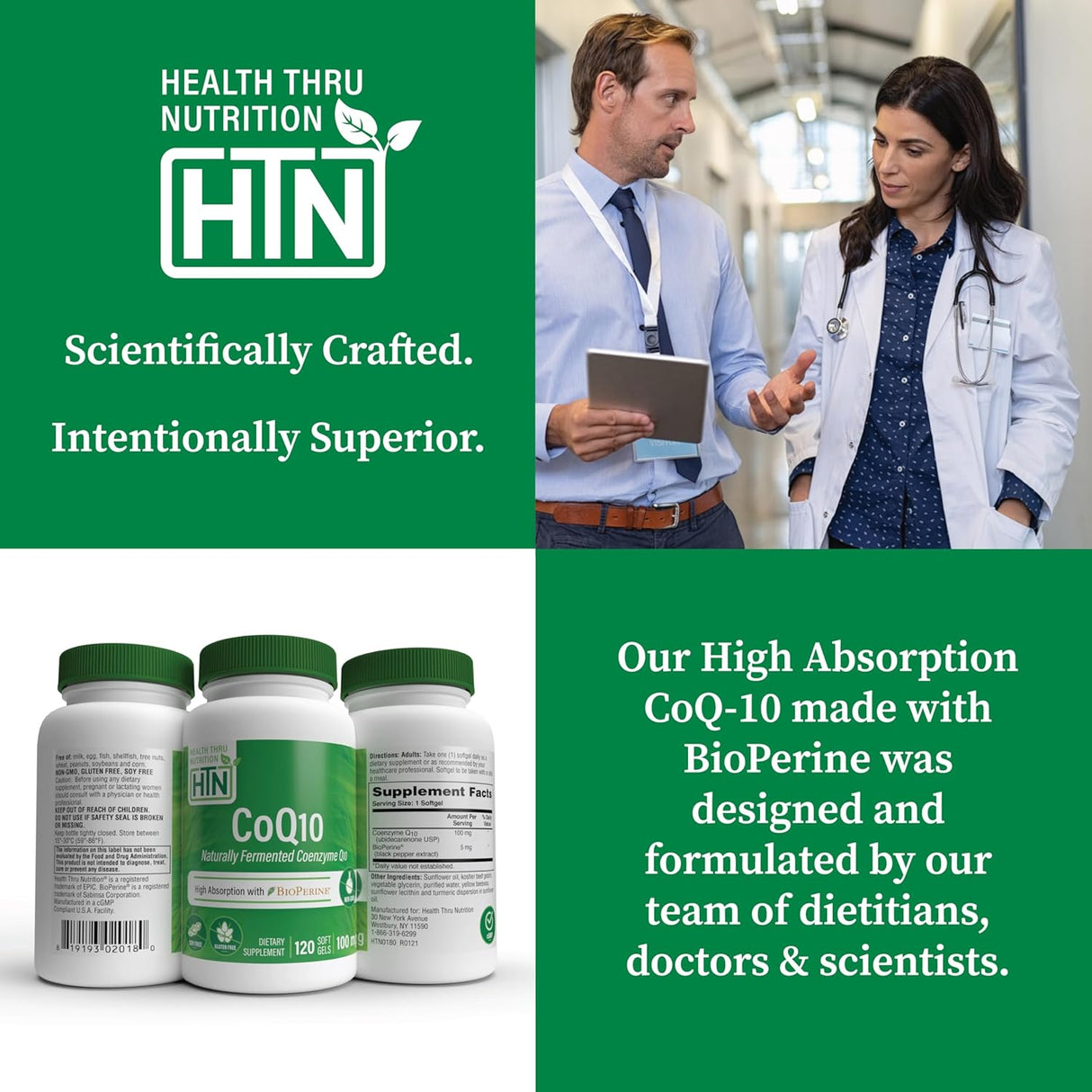 Health Thru CoQ-10 100mg BioPerine 120 Softgels