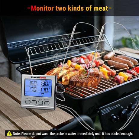 Termómetro de cocina ThermoPro TP17, doble sonda, temporizador.