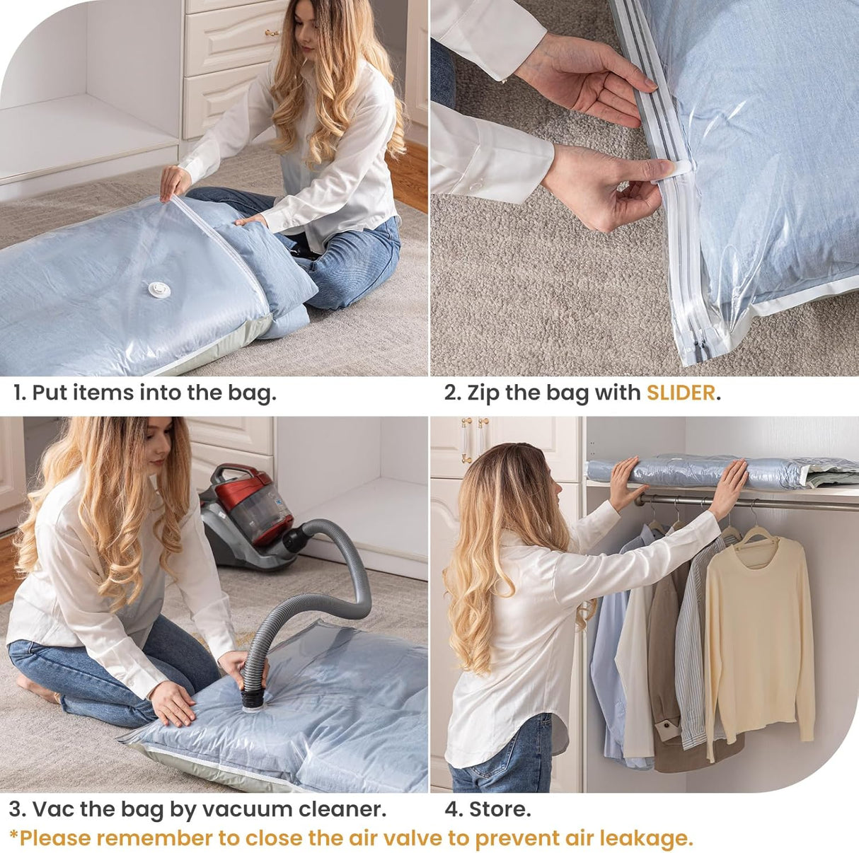 Bolsas de almacenamiento al vacío para ropa de cama y edredones
