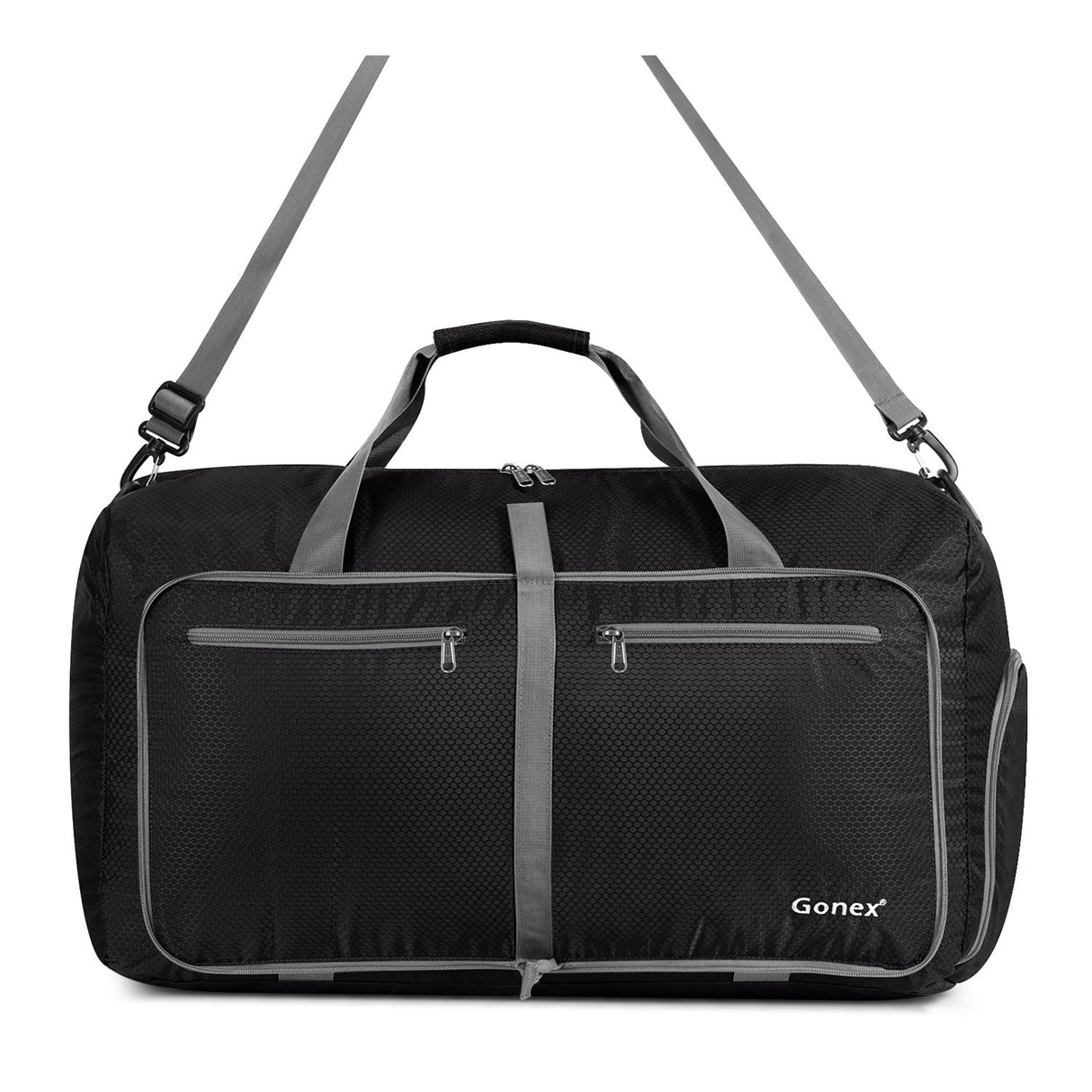 Bolsa de lona plegable de viaje 60L resistente al agua negro
