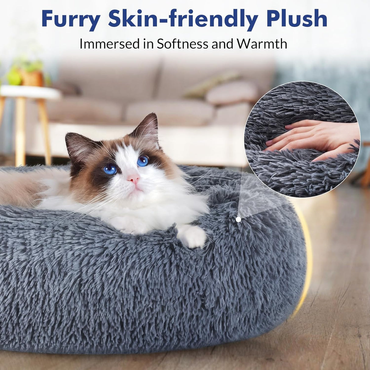 Cama para gatos Rabbitgoo, suave, lavable, tamaño mediano
