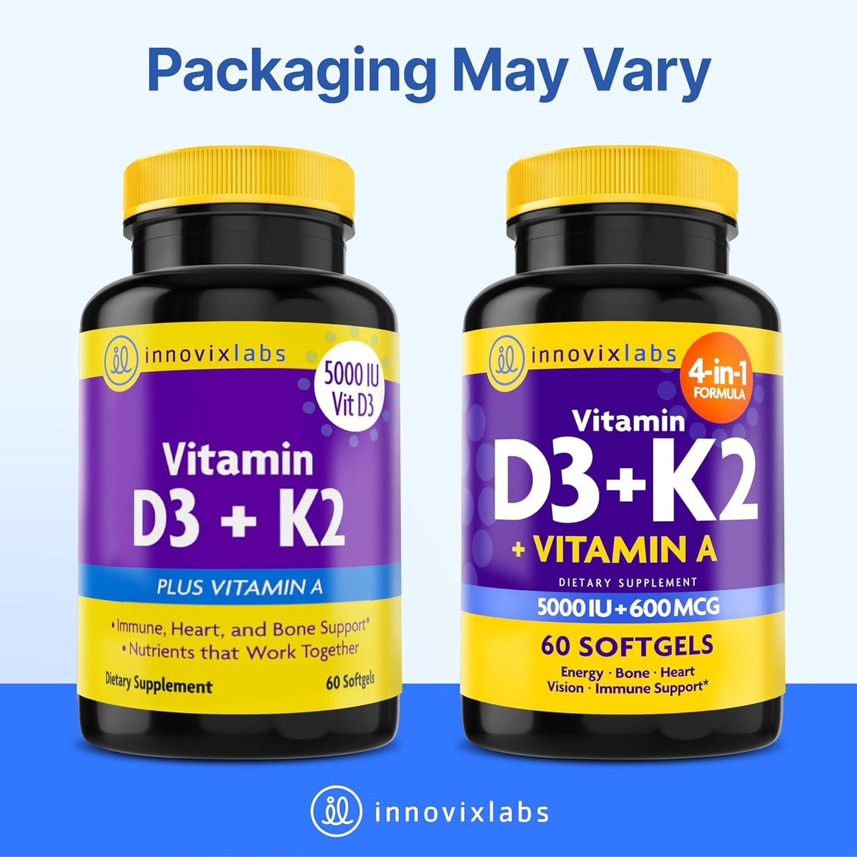 InnovixLabs Vitamina D3 K2 5000 IU 60 Cápsulas