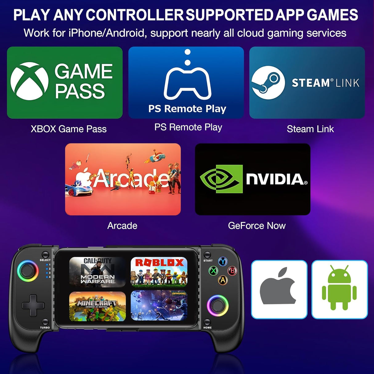 Controlador Inalámbrico para iPhone/Android con Joystick Hall