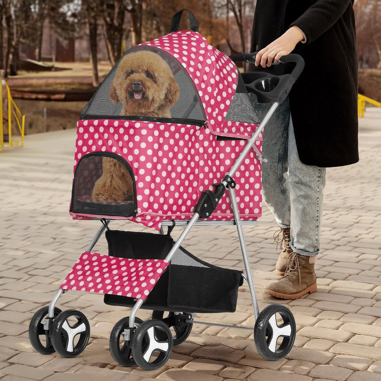 Carrito para mascotas MoNiBloom 3 en 1 con transportín desmontable