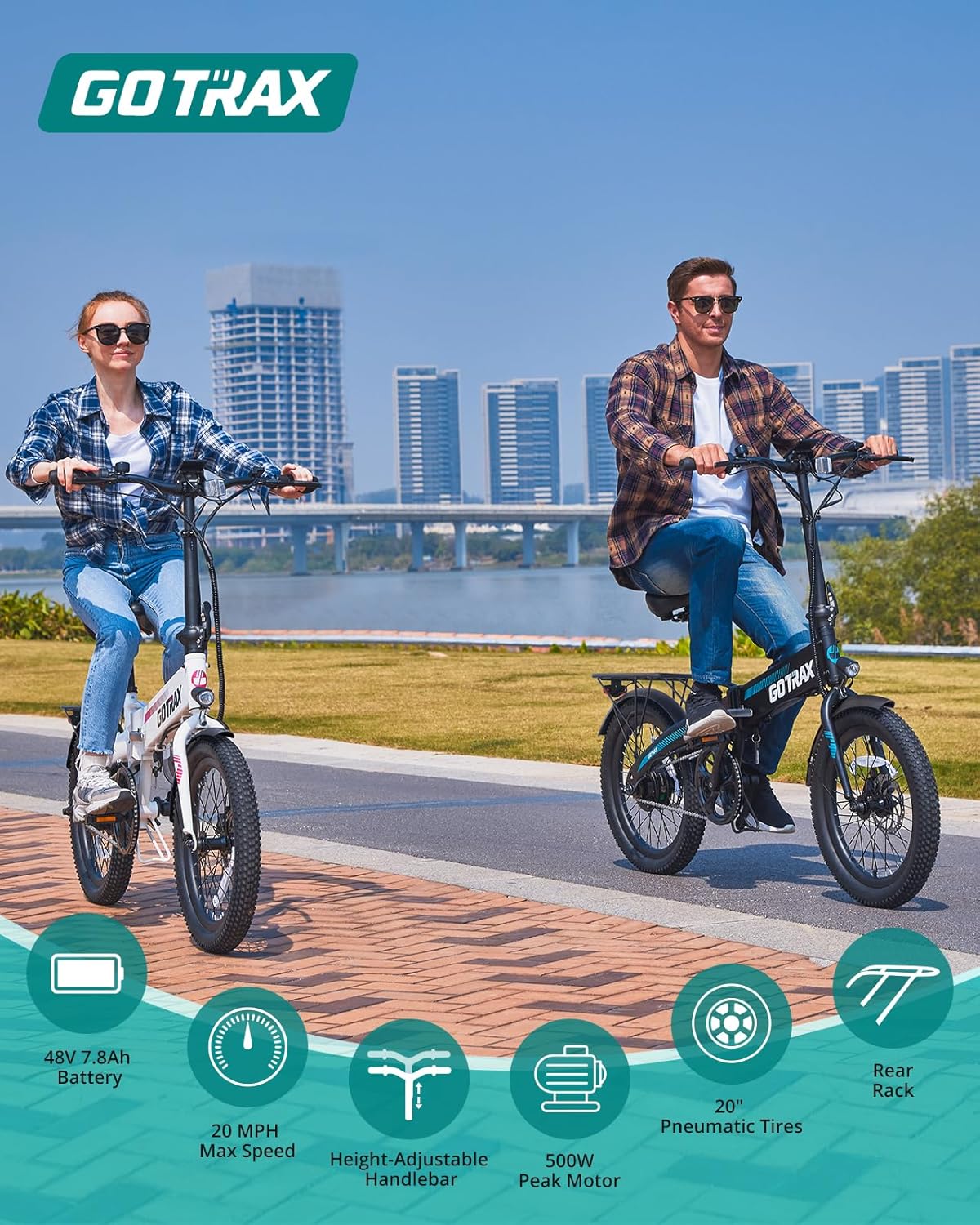 Bicicleta Eléctrica Plegable Gotrax 20 500W, 40 Miles, 5 Niveles