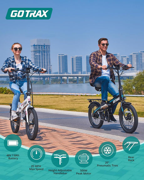 Bicicleta Eléctrica Plegable Gotrax 20 500W, 40 Miles, 5 Niveles