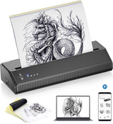 LIUMATE Impresora de tatuajes inalámbrica para tatuajes, impresora térmica Bluetooth, máquina de plantillas de transferencia de tatuajes, copiadora térmica para tatuajes con 10 piezas de papel de
