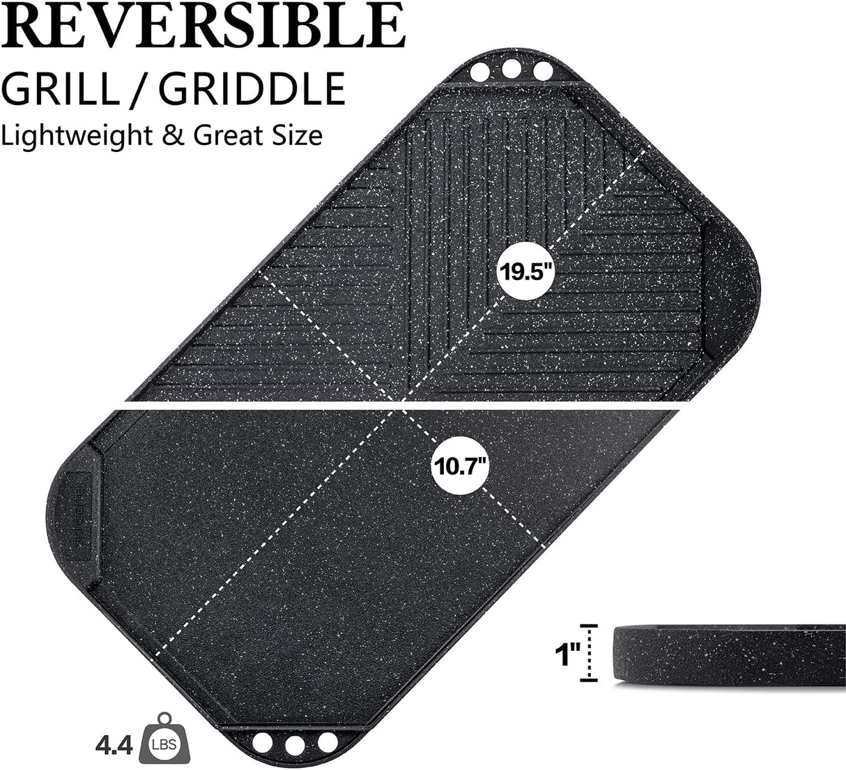 Sartén de Grill y Plancha Reversible, 19.5" x 10.7