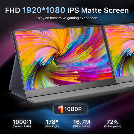 Monitor portátil 15.6 1080P USB-C HDMI, Ultra Fino, IPS