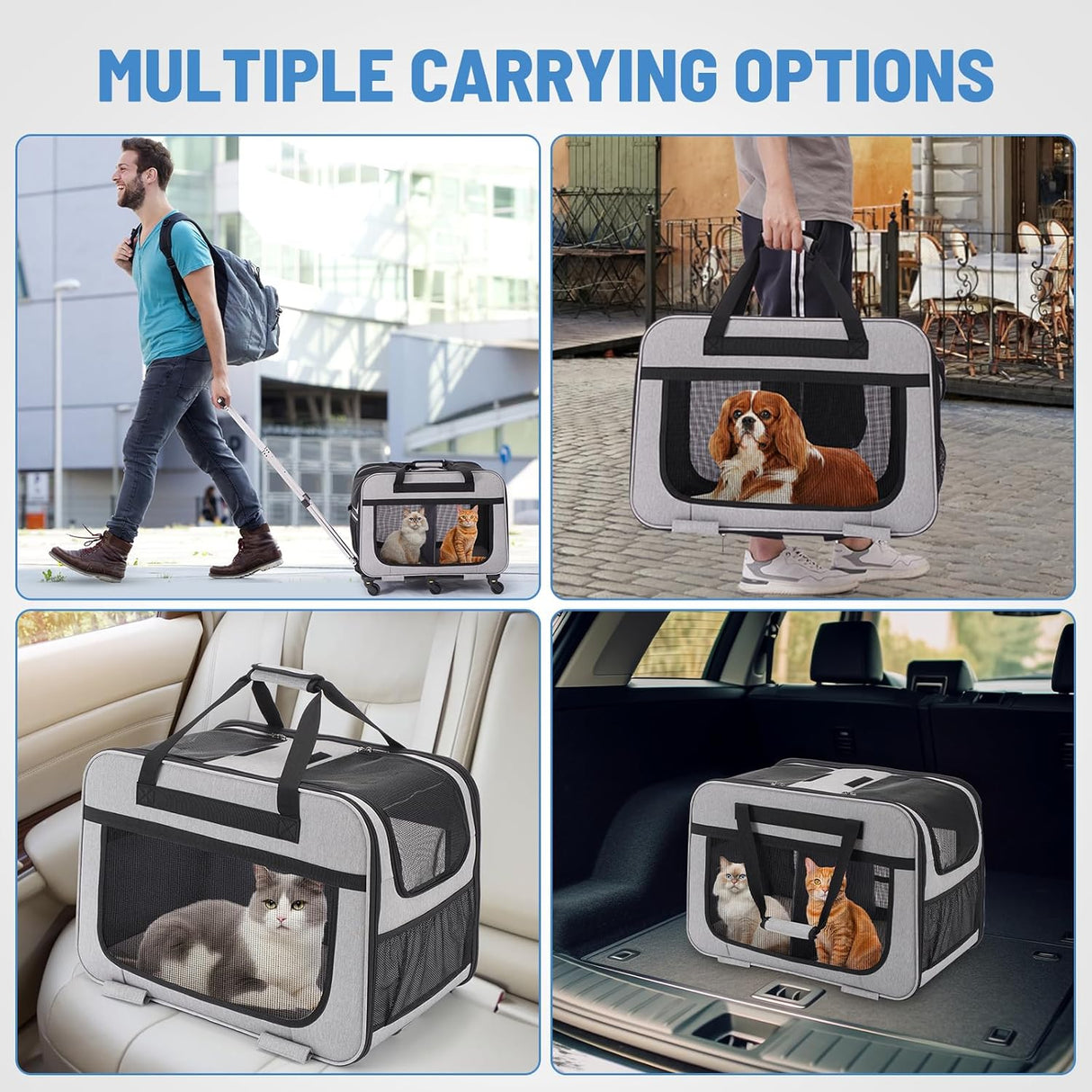 Transportador Doble Extra Grande con Ruedas para Mascotas