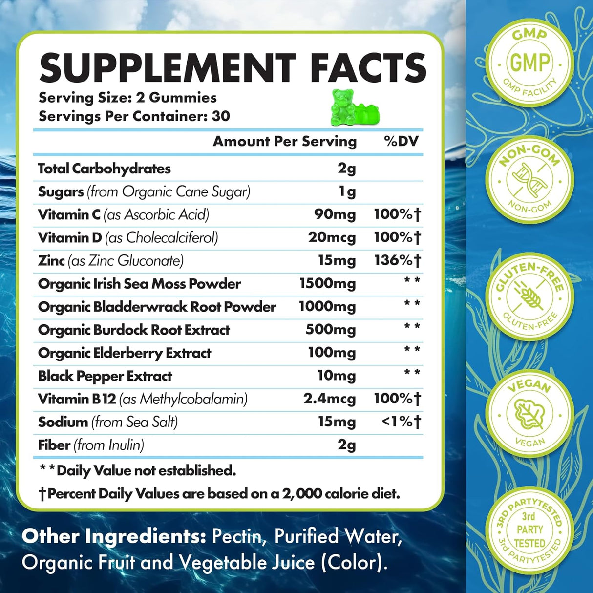 Gomitas de Sea Moss Irish 3100mg, 120 unidades