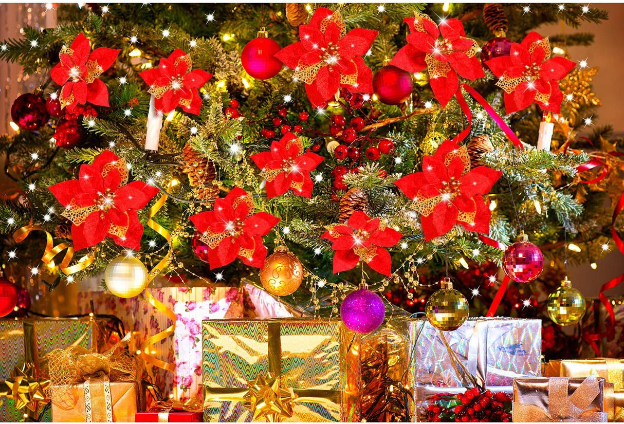Flores Artificiales de Poinsettia, WILLBOND, 36 Piezas, Decoración