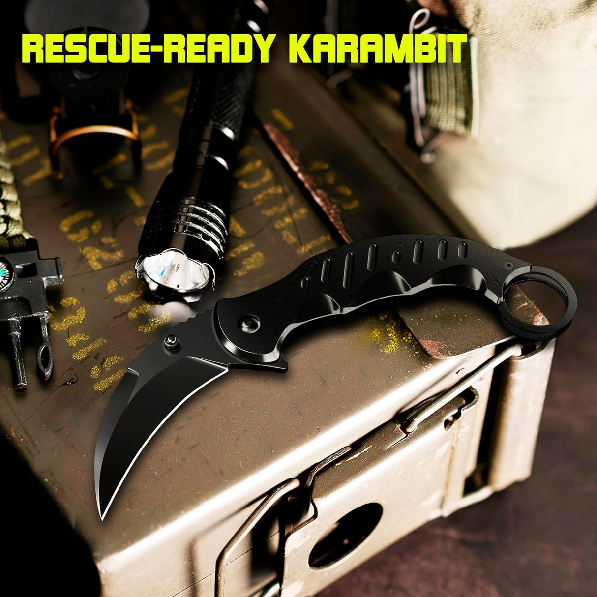 Cuchillo Karambit Táctico de Resorte para Caza y Camping