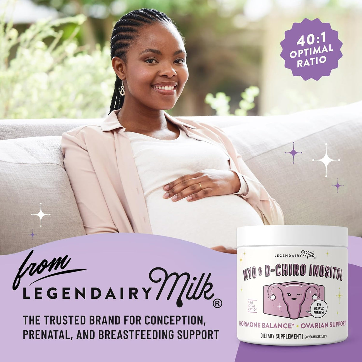 Suplemento de Inositol Puro Legendairy Milk, 30 días