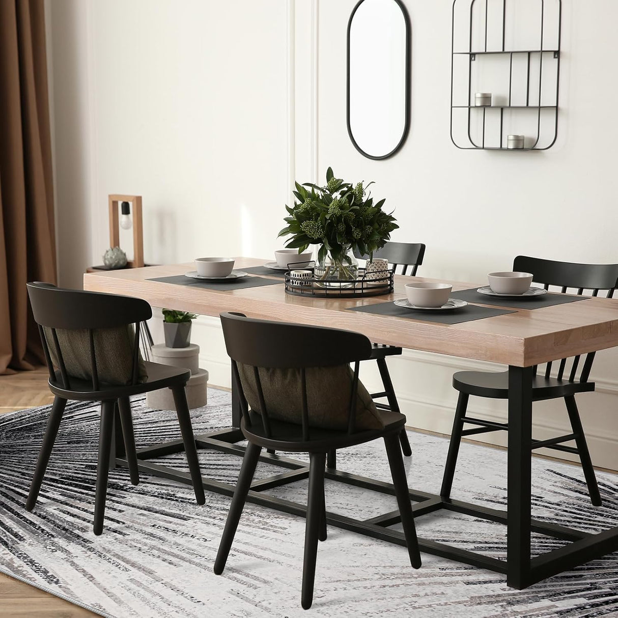 Tapete negro para sala y dormitorio, Negro /Gris Lahome