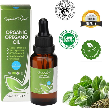 Aceite de Orégano Orgánico  Suplementos Herbales Veganos