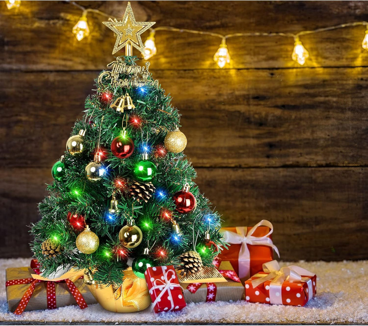 Árbol de Navidad Mini 22 con 30 Luces LED, Decoración Navidad