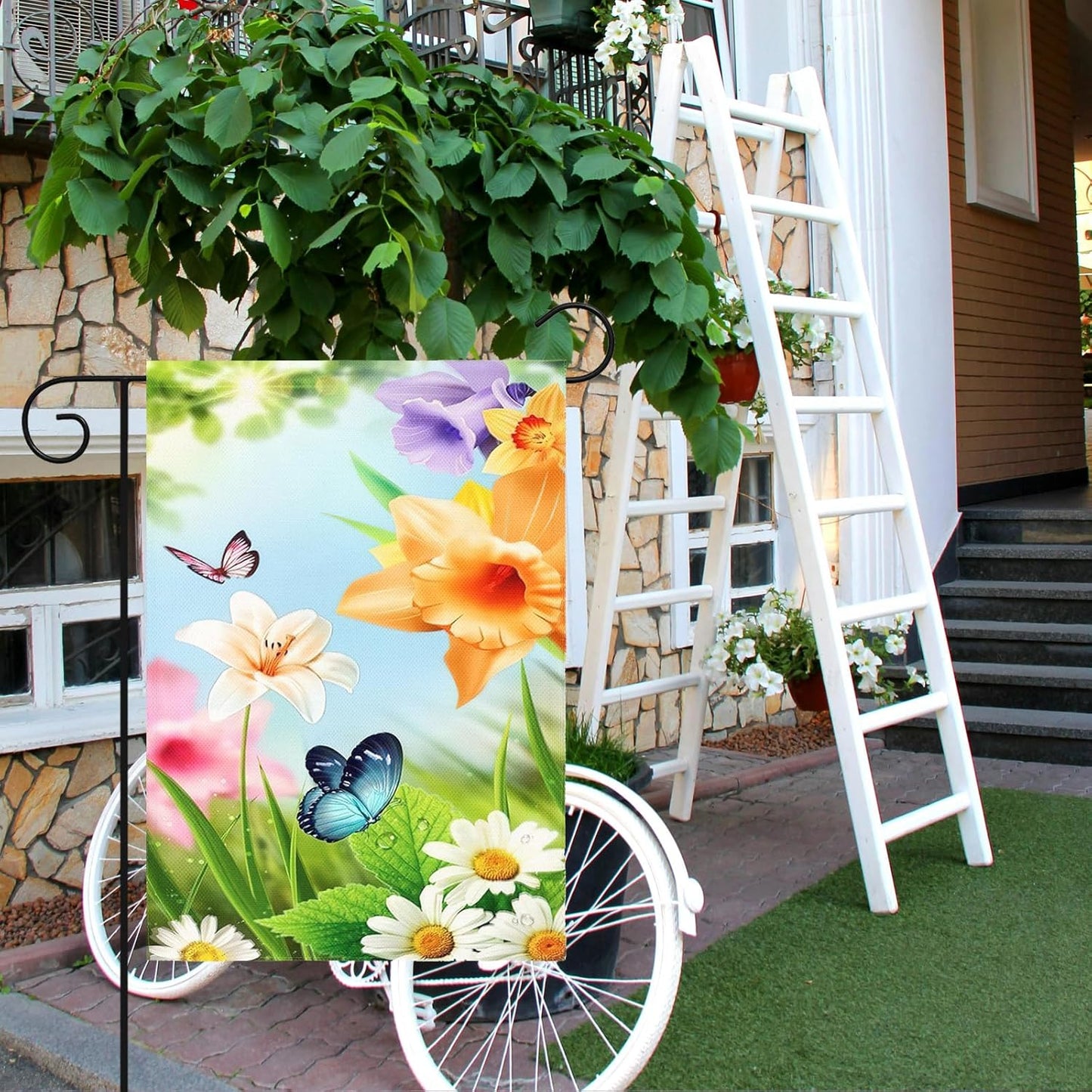 Bandera de Jardín de Girasol y Mariposa, Doble Cara, Modelo G02