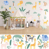 Adhesivos Pared Animales Safari, Decoración Infantil 4 Hojas
