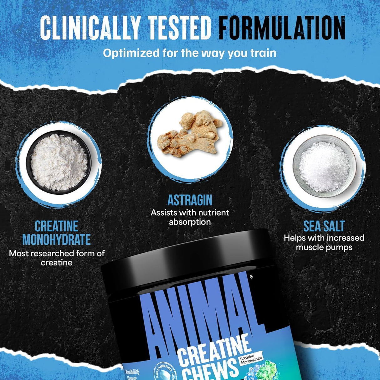 Animal Creatine Chews – Creatina Monohidrato con AstraGin y Sal, Max Absorción