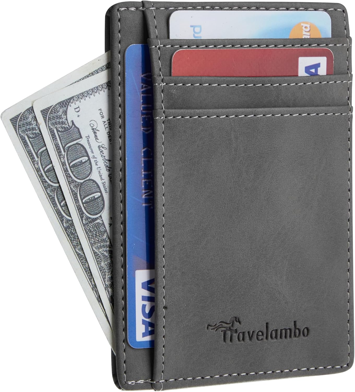 Billetera Slim Travelambo de cuero, RFID, tamaño mediano