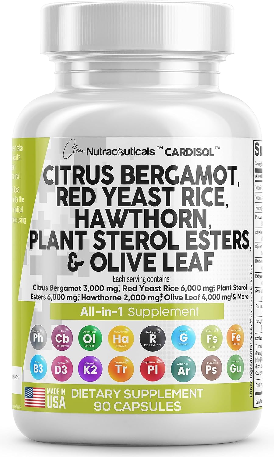 Suplemento Citrus Bergamota 3000mg Arroz de levadura roja