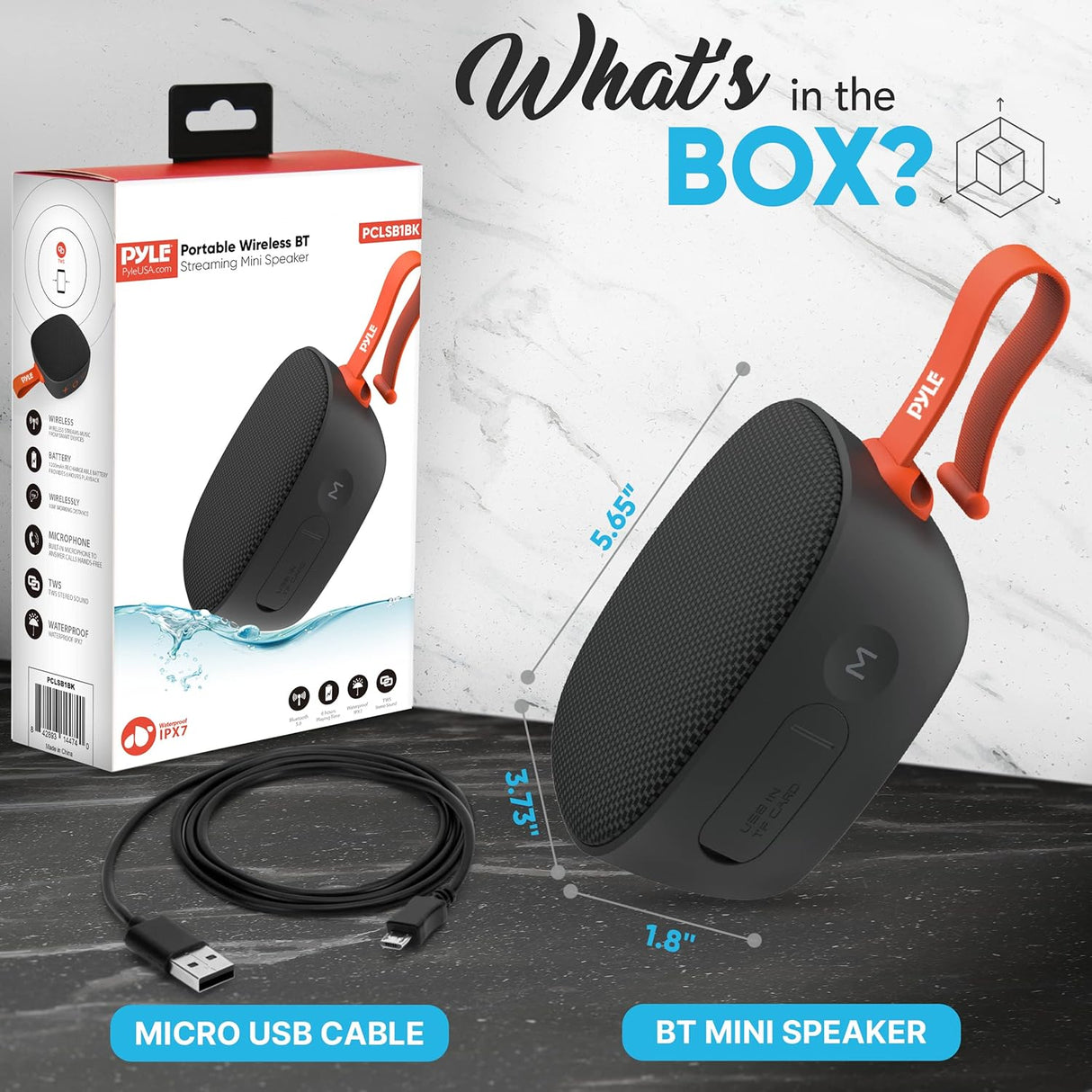 Parlante Portátil con Bluetooth PYLE-HOME PCLSB1BK