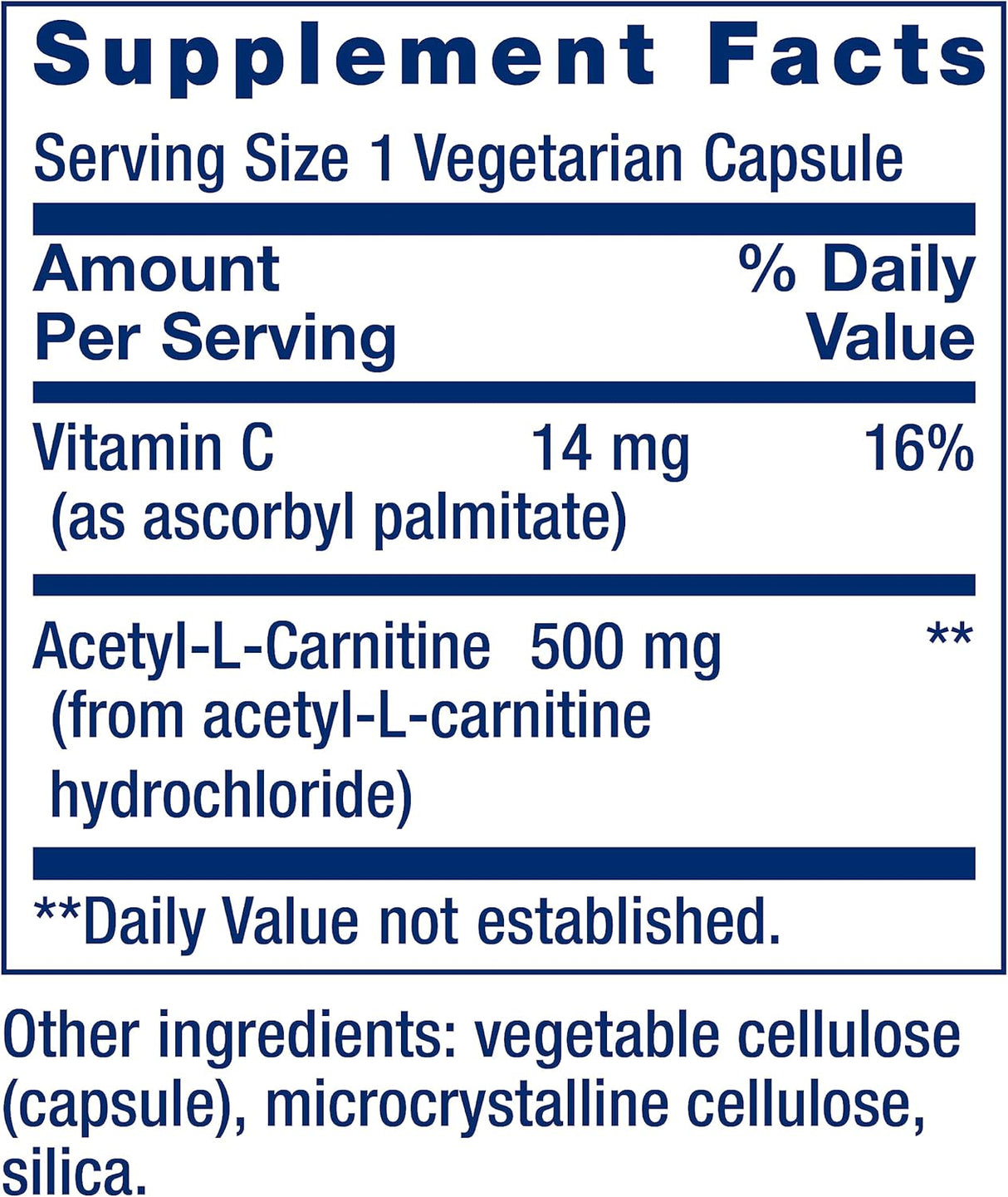 Extensión de Vida Acetil-L-Carnitina, 3 Meses, 100 cápsulas