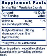 Extensión de Vida Acetil-L-Carnitina, 3 Meses, 100 cápsulas
