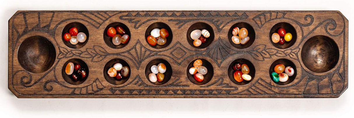 Juego de Mancala Yellow Mountain Imports con tablero de madera 17.3