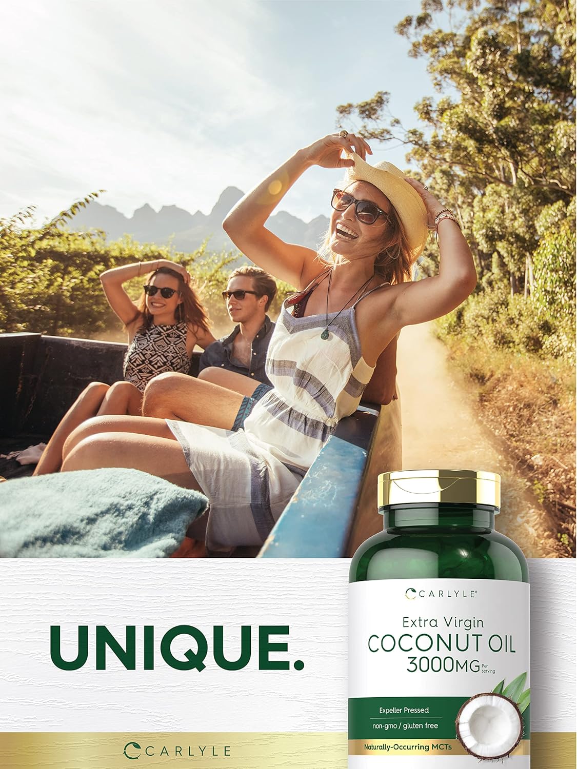 Aceite de coco extra virgen Carlyle 3000mg 240 cápsulas